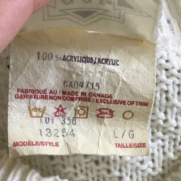 𝅺vintage cream striped sweater large grandma style cottagecore - Picture 7 of 10